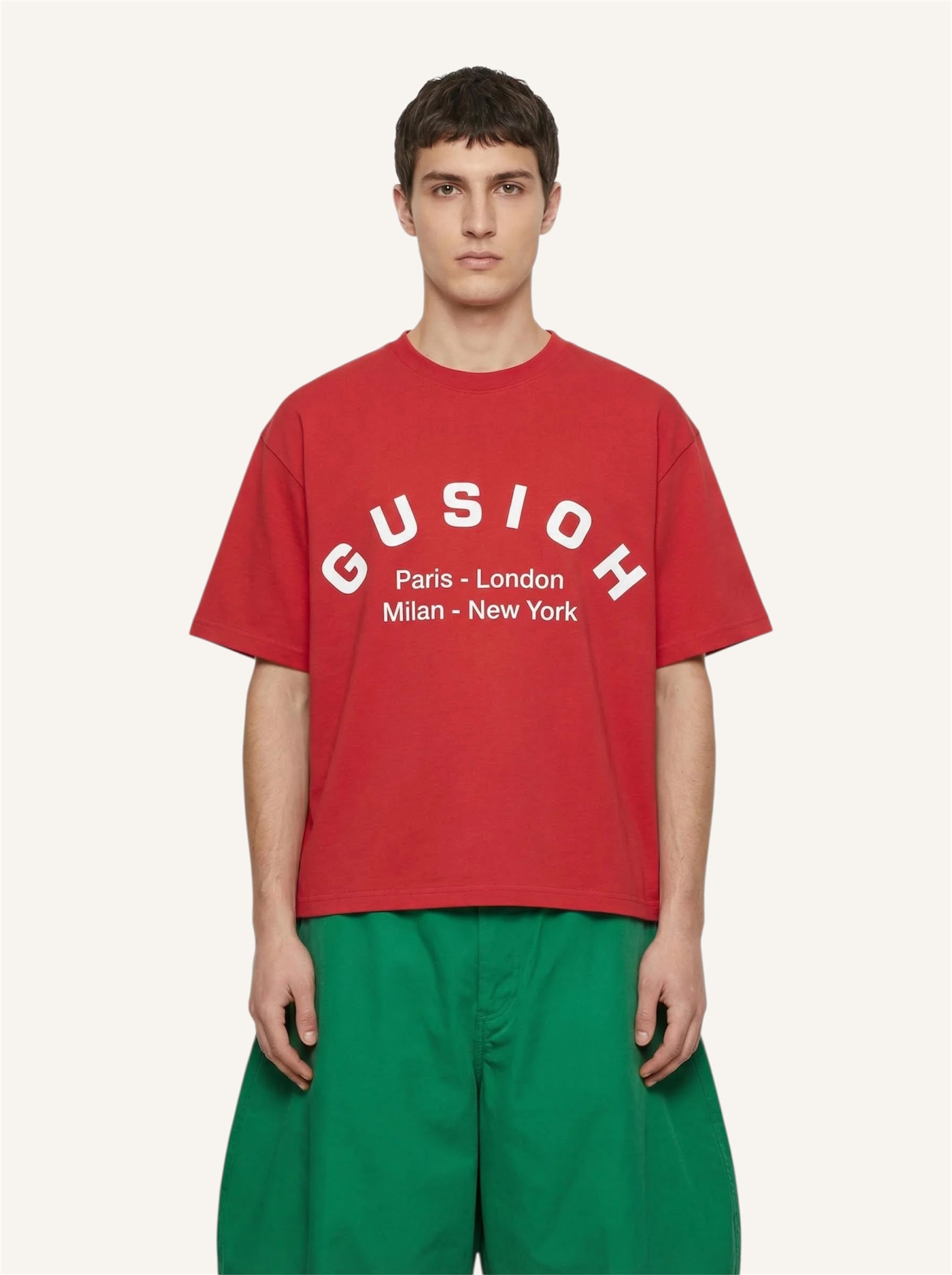 Gusioh worldwide red curve logo tee