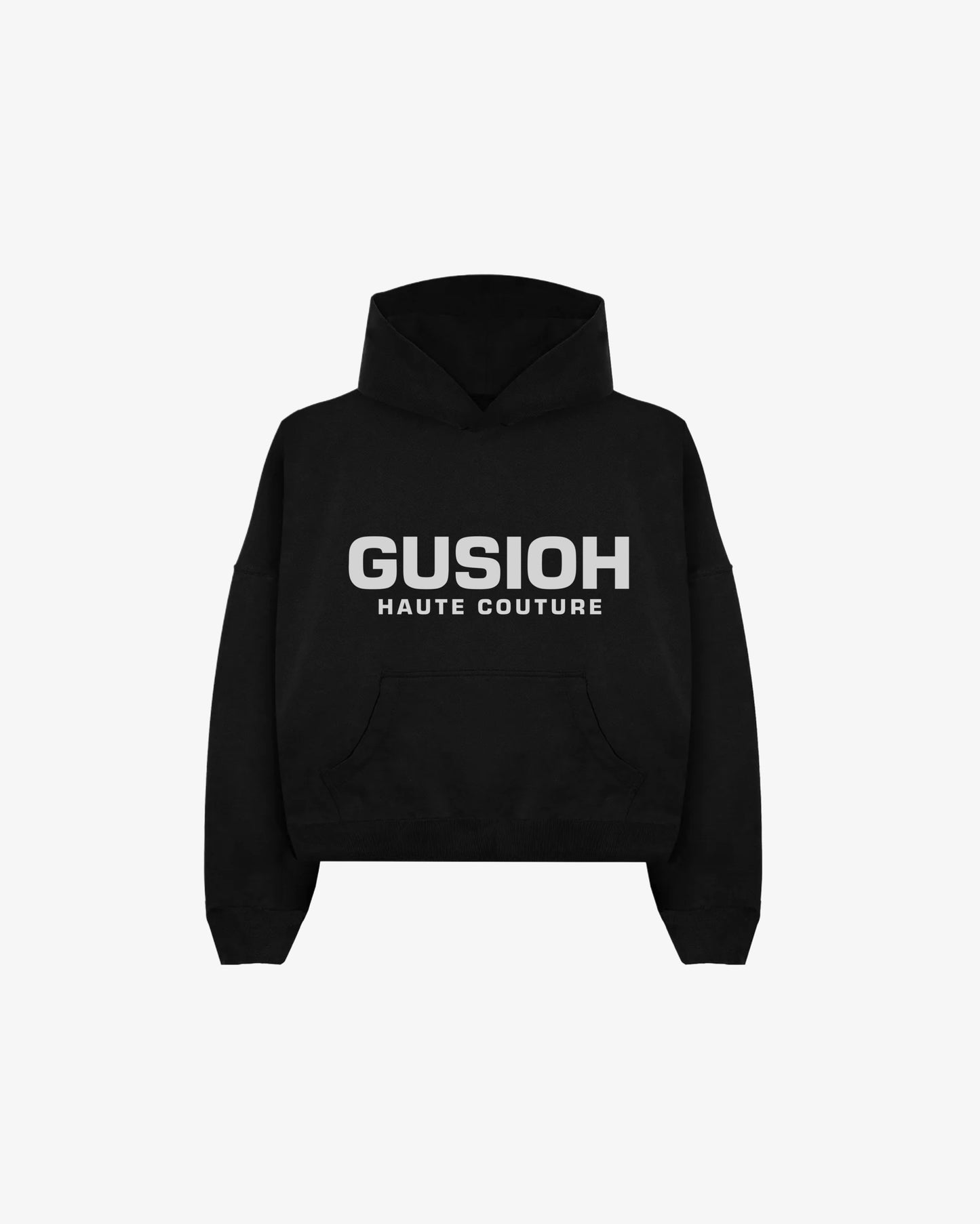 Gusioh unisex text logo black hoodie