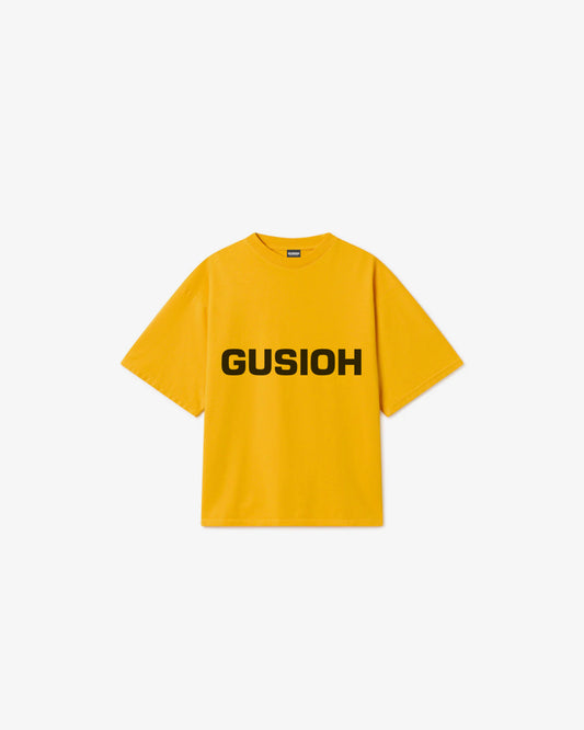 Gusioh texte logo yellow tee