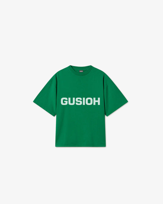 Gusioh texte logo green tee